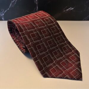 Van Heusen Silk Burgundy Square Patterned 58” Tie